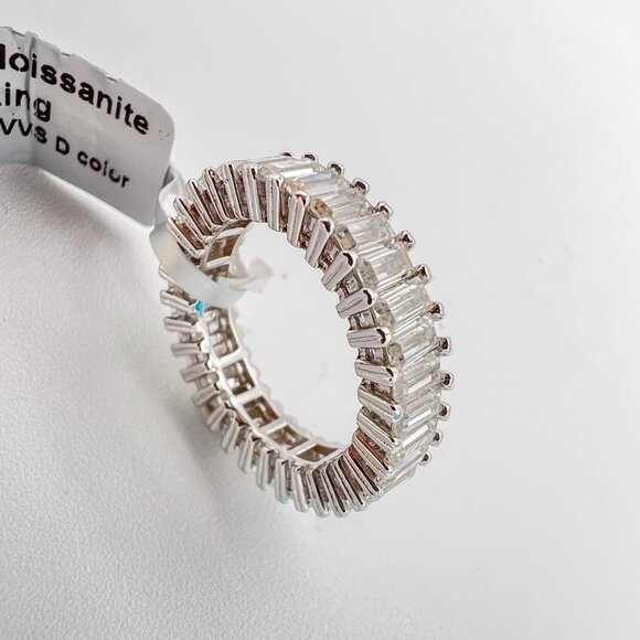 925 Sterling Sliver Moissanite Men Engagement/Wedding Band, 3.4ctw VVS Stones Hi - Picture 3 of 6